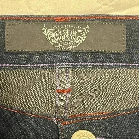Rock & Republic Jeans Womens Size 29 Kasandra Dark Wash Jeans 31 x 34 8.5 Rise - Picture 4 of 11